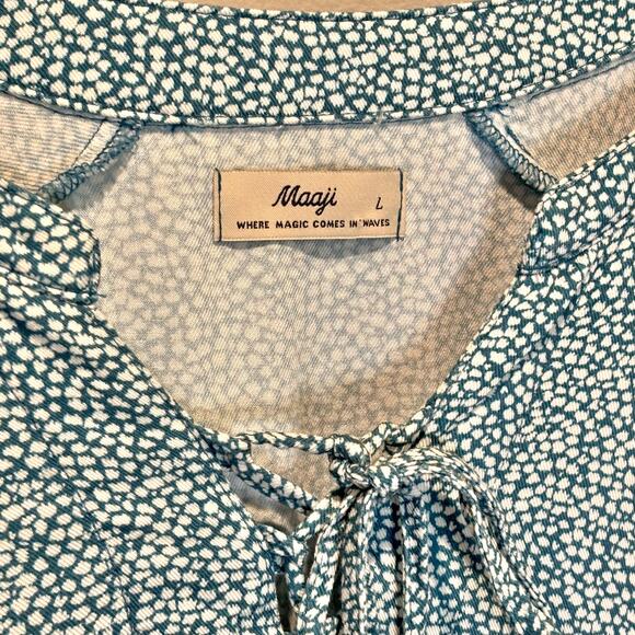 Maaji Blue & White Long Sleeve Mini Dress - size Large - Picture 3 of 6